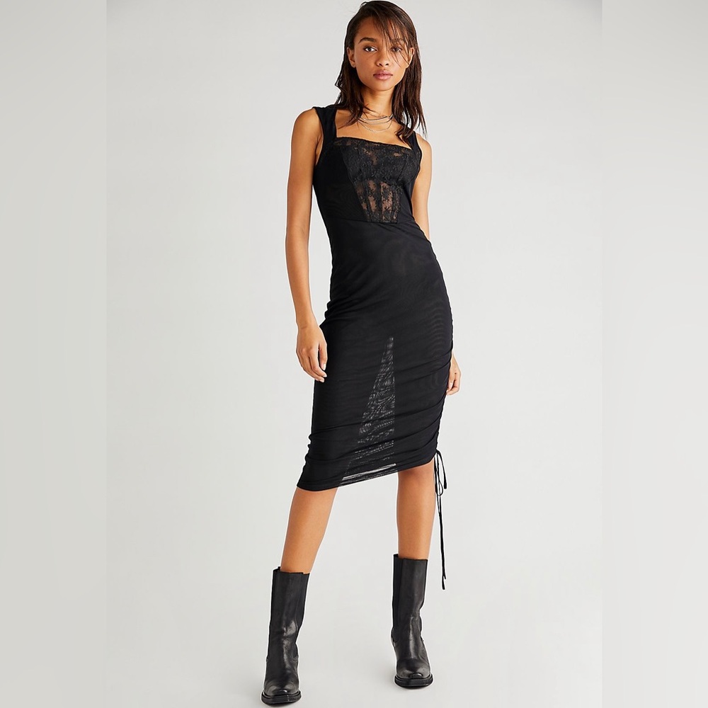 Free People Corset-is Convertible Mesh Bodycon dress